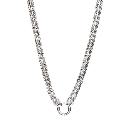 David Yurman Sterling Silver Diamond 18mm Double Wheat Chain Necklace 1 of 6