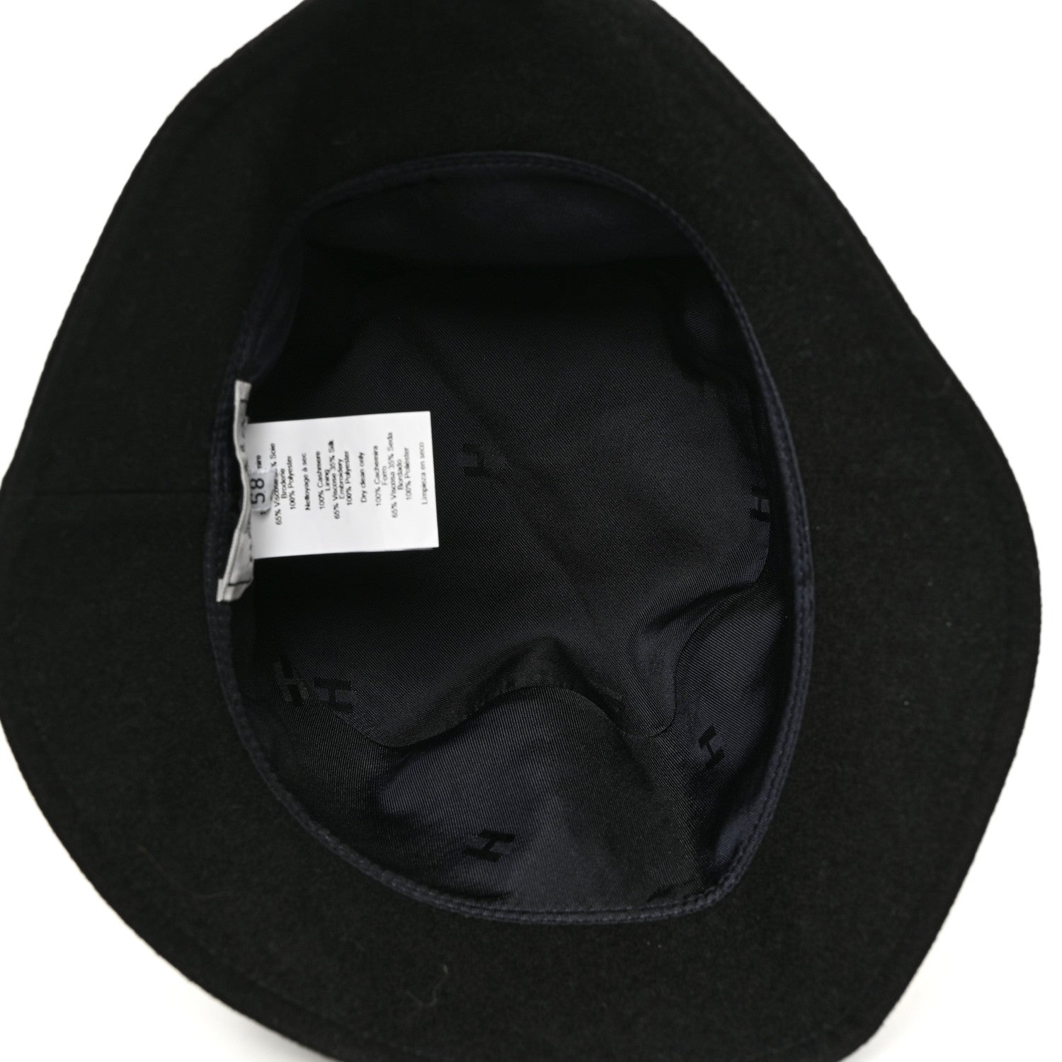 Hermes Cashmere Debbie Charms Bucket Hat 58 Black 7 of 8
