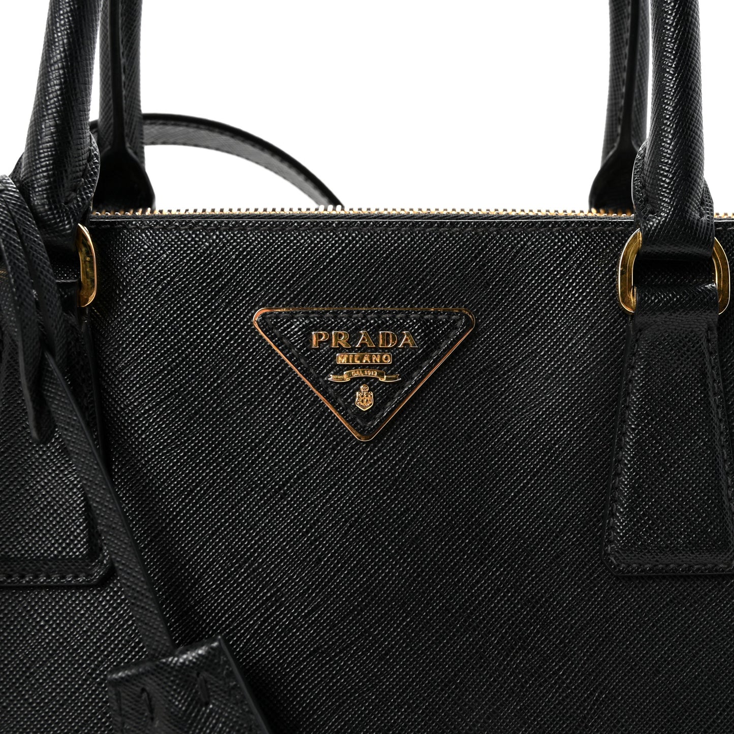 Saffiano Medium Galleria Double Zip Tote Black