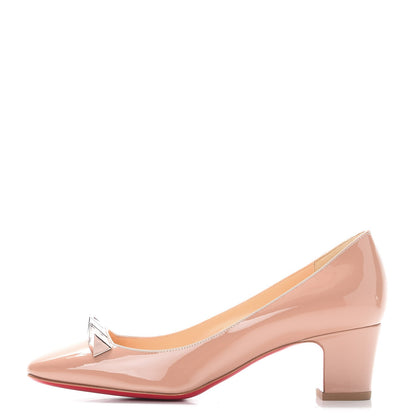 Christian Louboutin Patent Pyramidam 45 Pumps 37 Nude 1 of 8