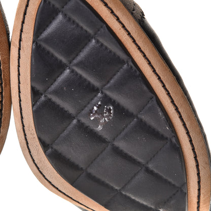 Chanel Lambskin Suede CC Elastic Cap Toe Ballerina Pumps 38 Black Grey 9 of 11