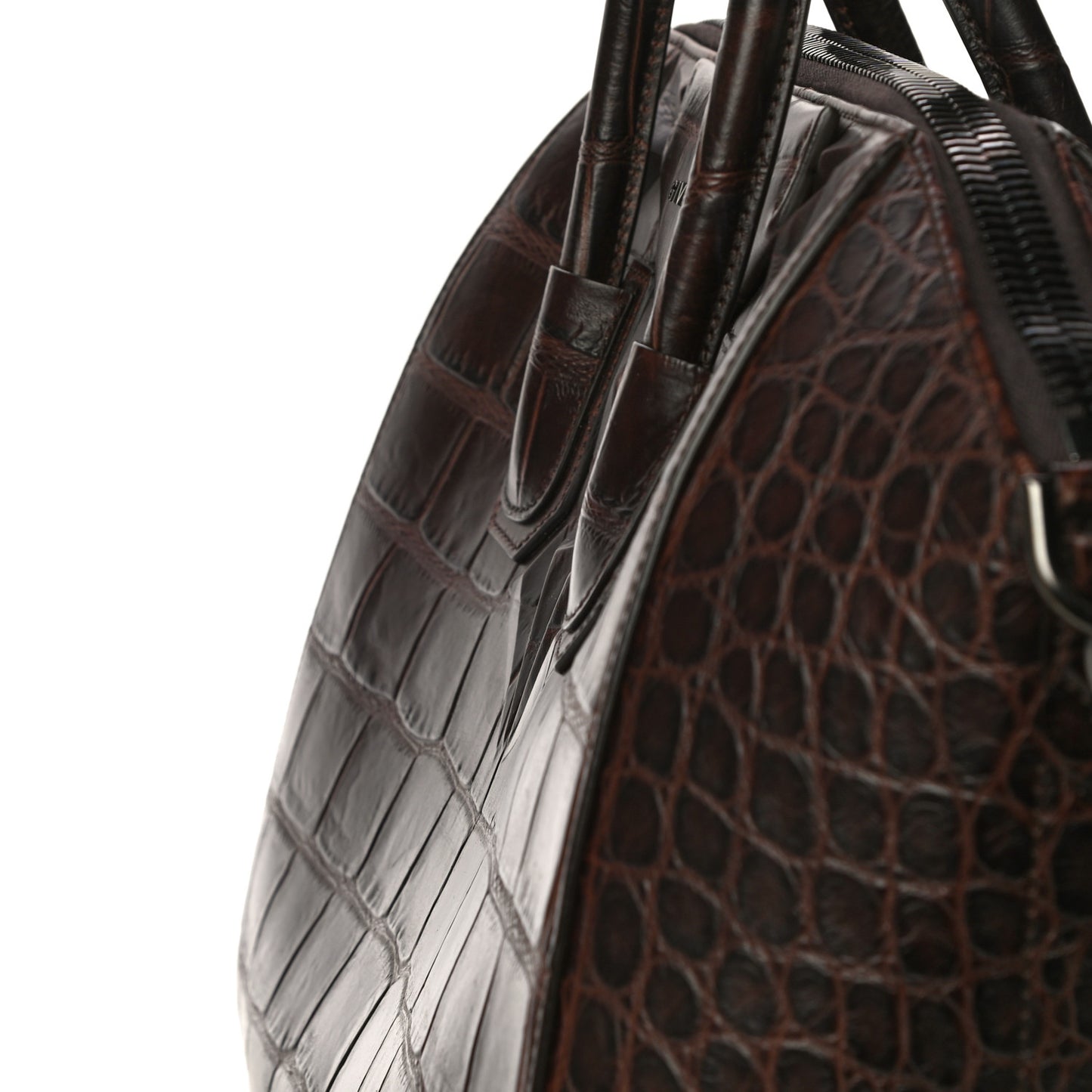 Calfskin Crocodile Embossed 3D Stud Medium Antigona Brown
