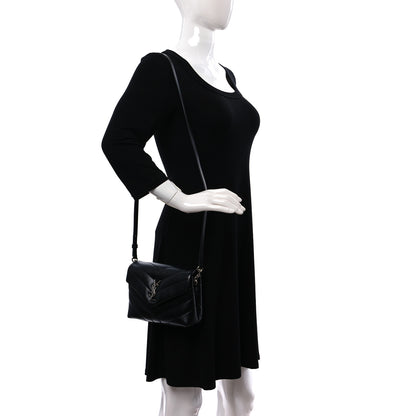 Saint Laurent Calfskin Y Quilted Monogram Toy Loulou Crossbody Bag Black 2 of 11