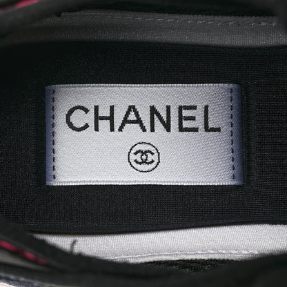 Chanel Velvet Calfskin Mixed Fibers CC Sneakers 38 Dark Pink Green 6 of 9