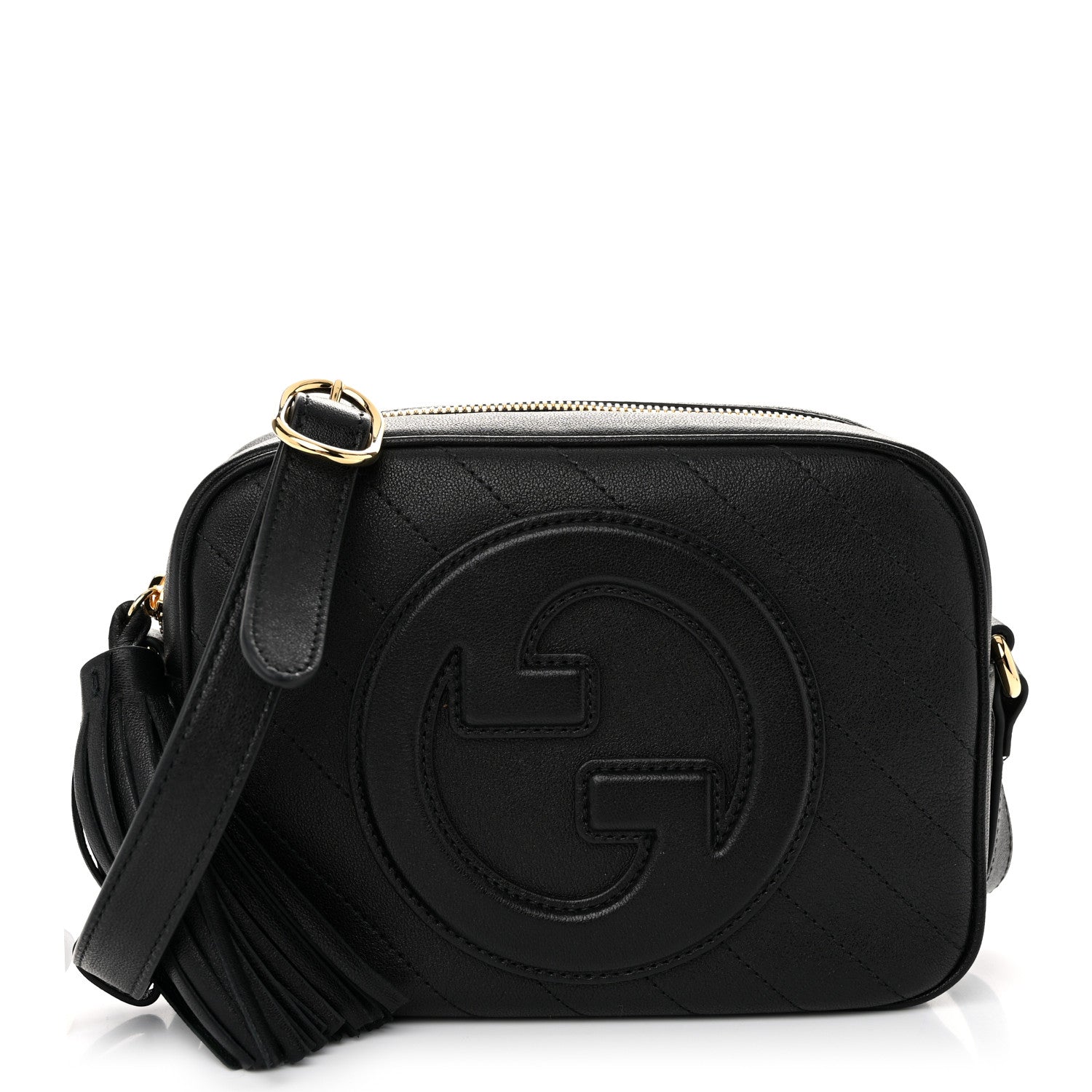 Gucci Sakai Be Green Calfskin Diagonal Stitched Small Blondie Shoulder Bag Black 1 of 10