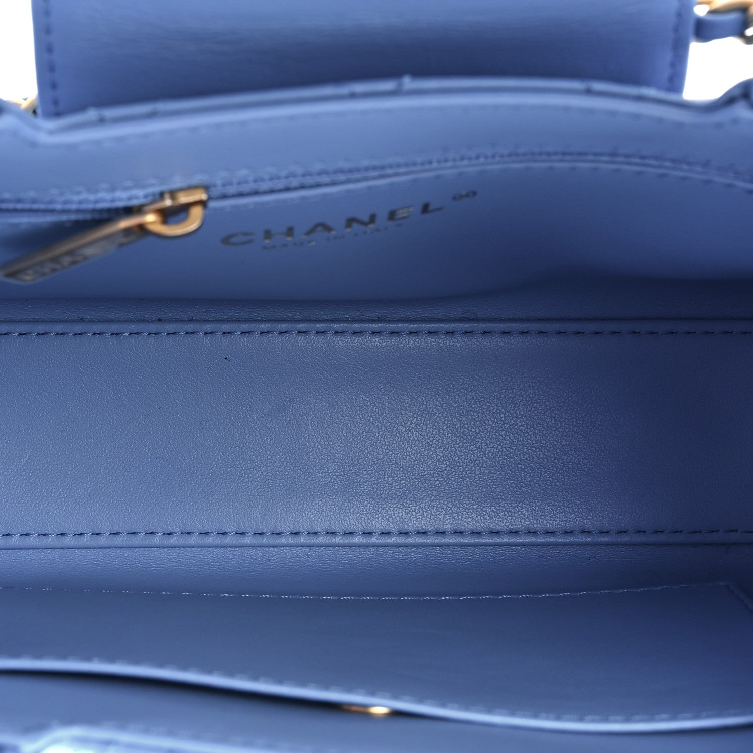 Chanel Shiny Aged Calfskin Quilted Nano Kelly Shopper Blue 5 of 9
