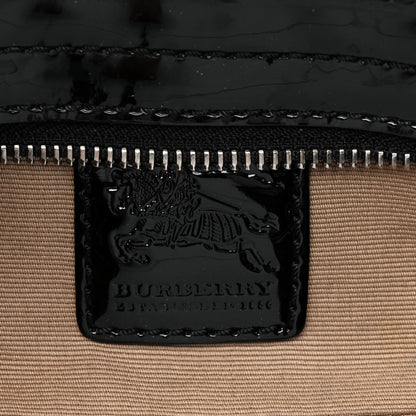 Burberry Patent Supernova Check Link Stirrup Small Bag Black 6 of 10