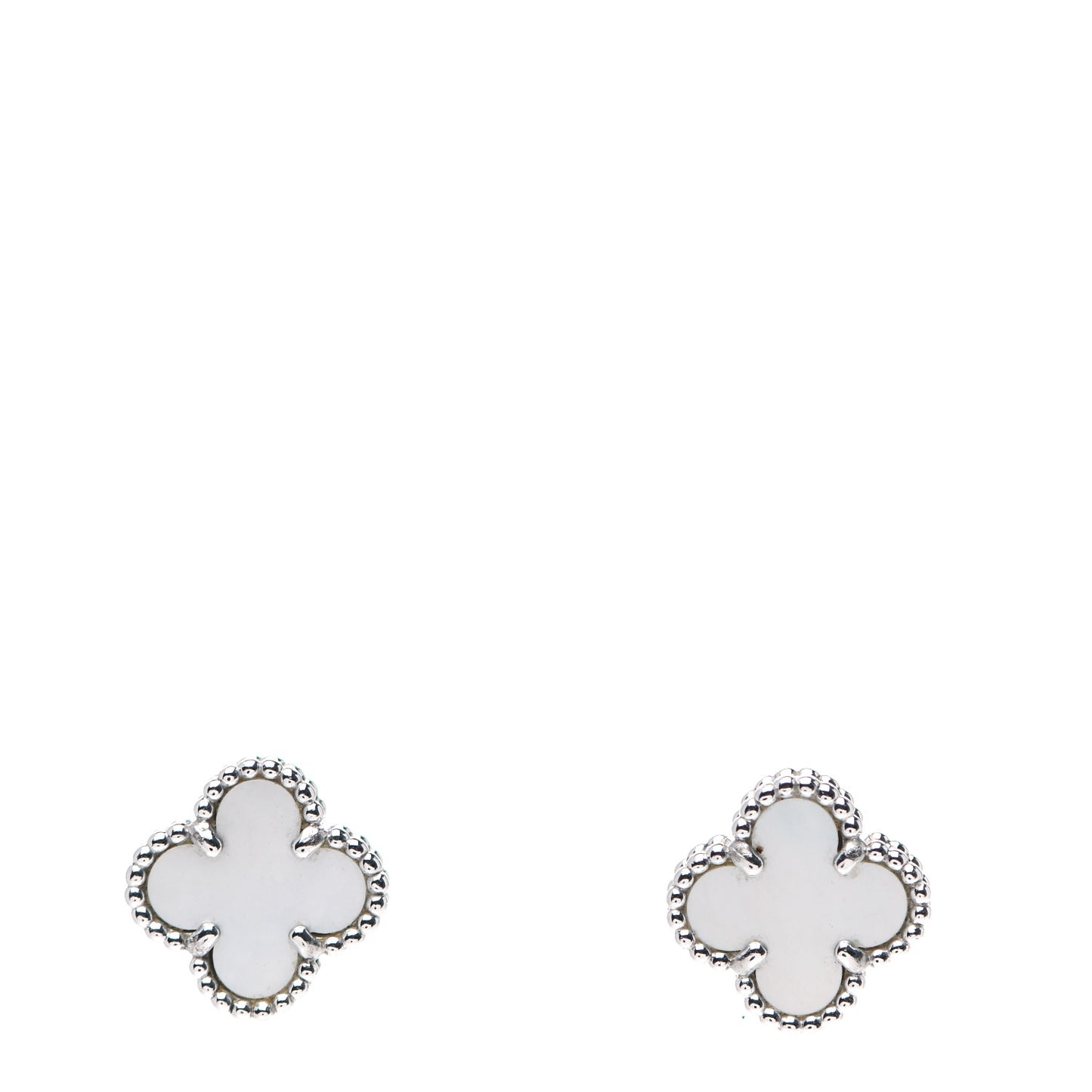 18K White Gold Mother of Pearl Sweet Alhambra Earrings