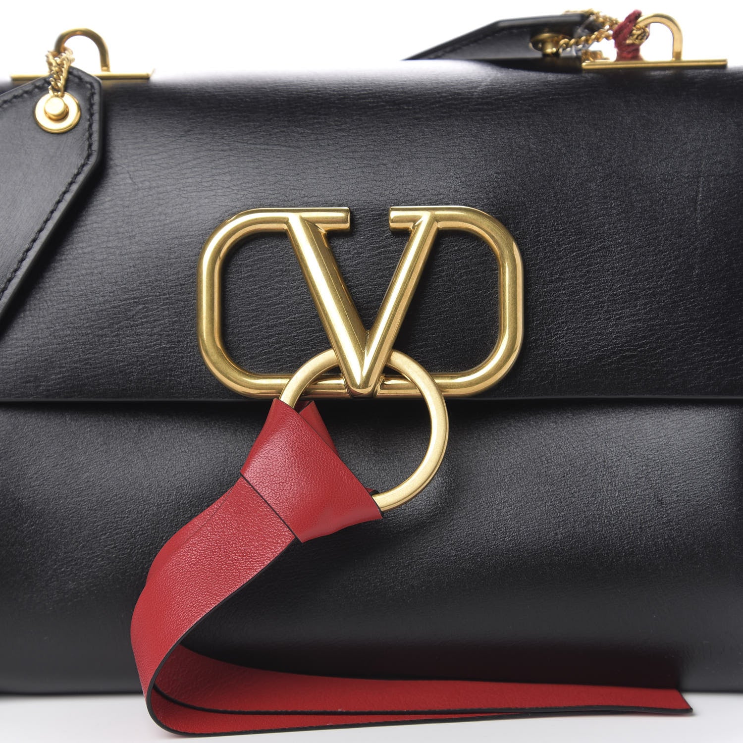 Valentino Garavani Smooth Calfskin Small Vring Shoulder Bag Black 6 of 8