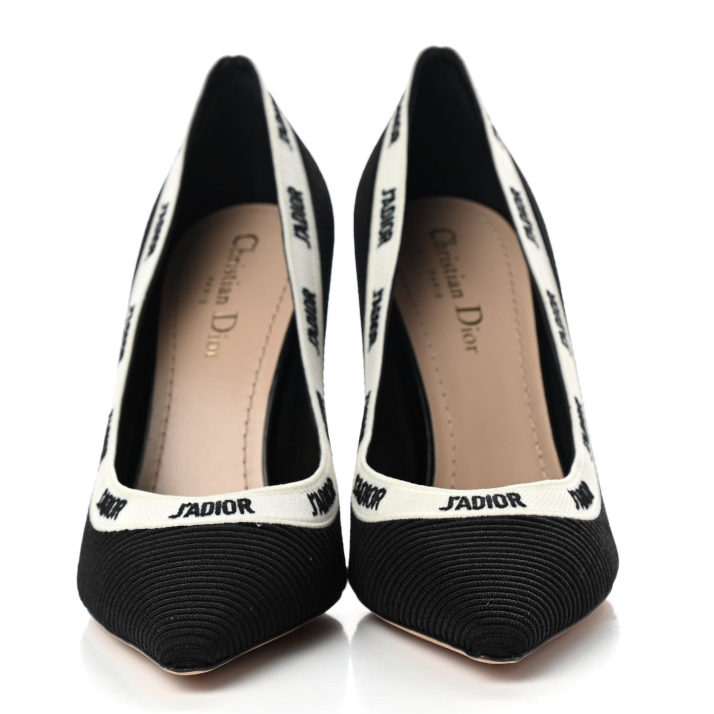 Technical Canvas Ribbon Embroidered J'Adior 100mm Pumps 39 Black