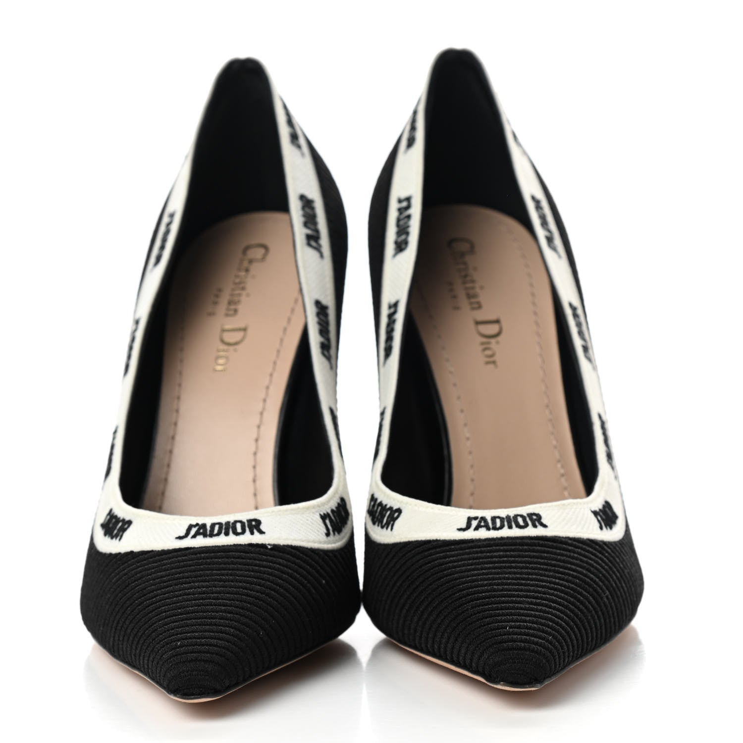 Christian Dior Technical Canvas Ribbon Embroidered J'Adior 100mm Pumps 39 Black 2 of 8