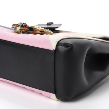 Gucci Calfskin Bamboo Trapuntata Queen Margaret Top Handle Bag Blue Agata Hibiscus Red Mystic White Sugar Pink 8 of 11