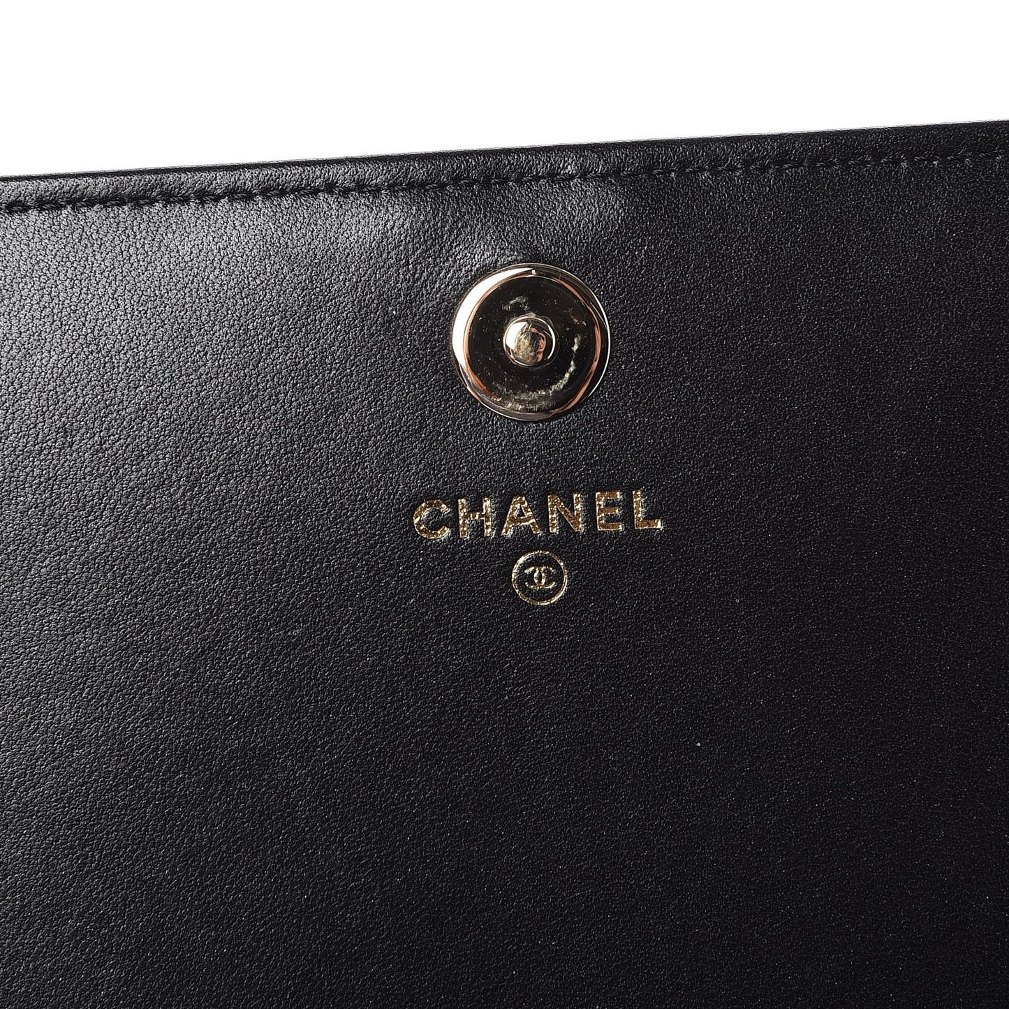 Patent Calfskin Quilted Boy Wallet on Removable Chain Black