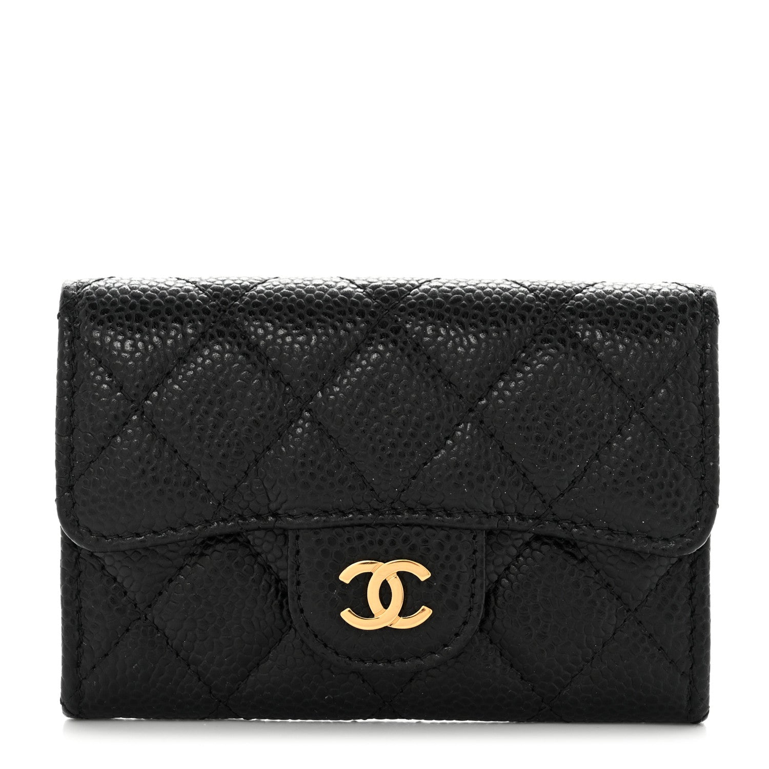 Chanel Caviar Quilted Flap Card Holder Wallet Black 1 of 10