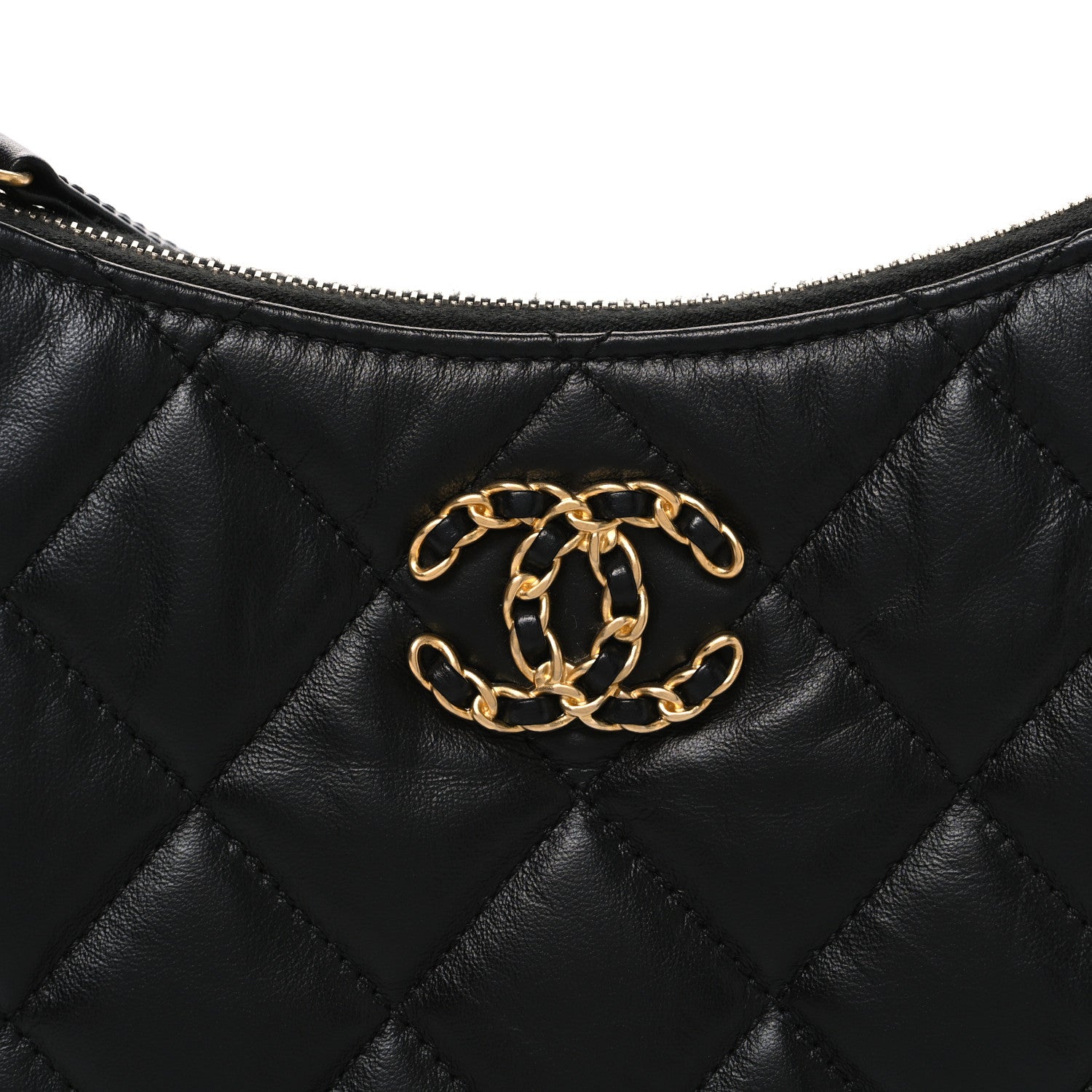 Chanel Crumpled Calfskin Quilted Braided CC Small Hobo Black 8 of 11