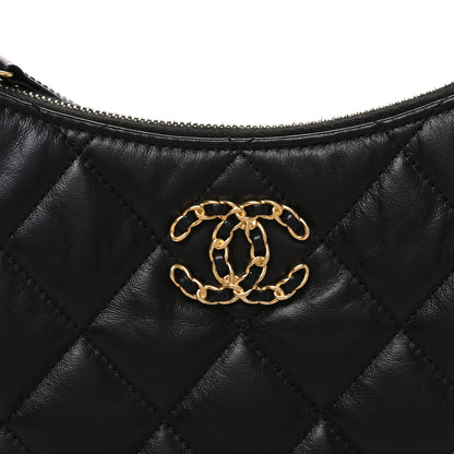Chanel Crumpled Calfskin Quilted Braided CC Small Hobo Black 8 of 11