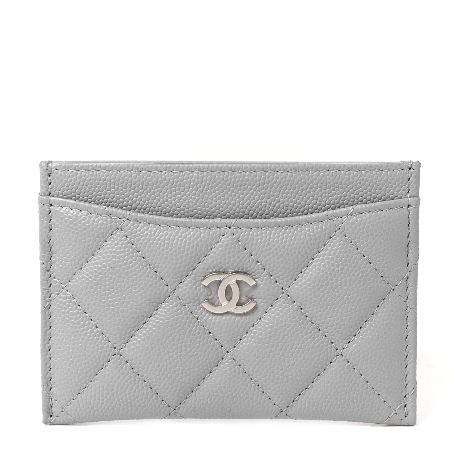 Caviar Quilted Card Holder Grey