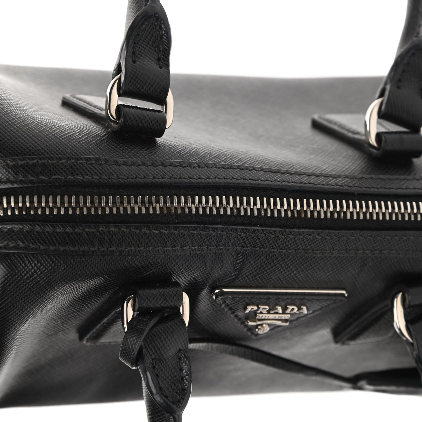 Saffiano Lux Mini Convertible Bowler Black White