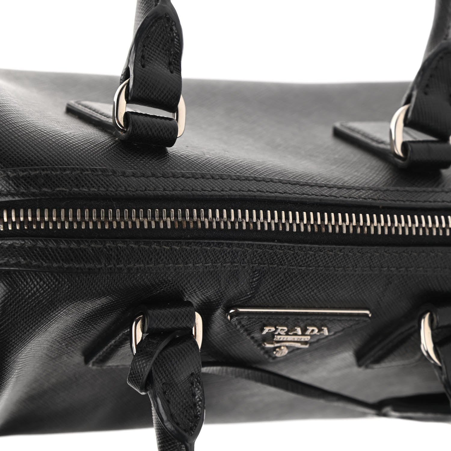 Prada Saffiano Lux Mini Convertible Bowler Black White 10 of 11