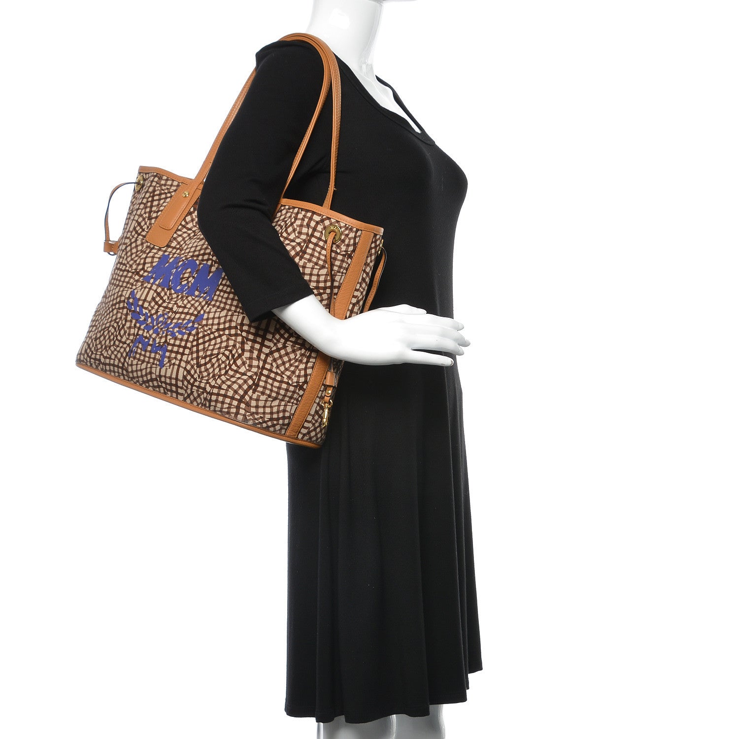 MCM Visetos Medium Liz Reversible Shopper Tote Cognac 2 of 14