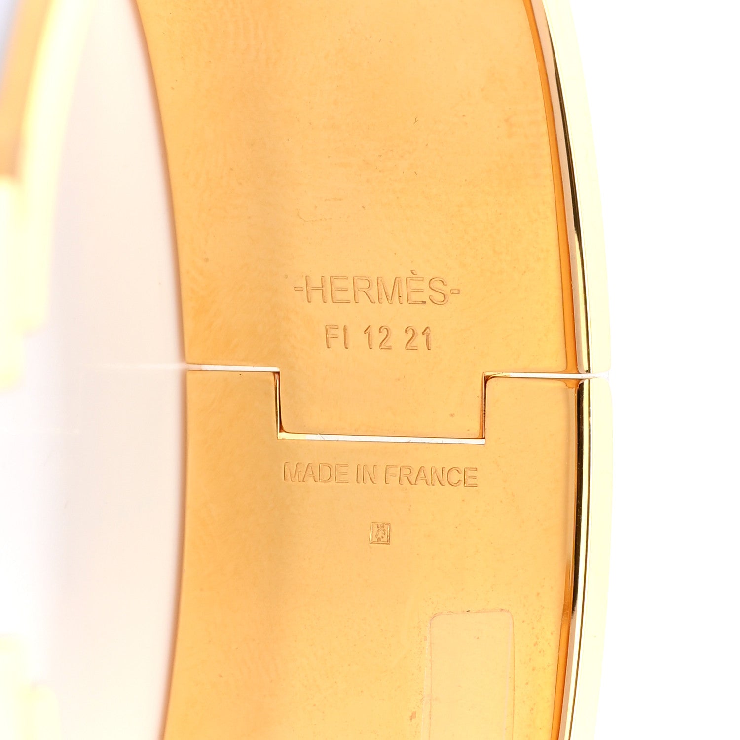 Hermes Enamel Printed Quadrige Au Fil Wide Clic Clac H Bracelet PM Or White 4 of 5