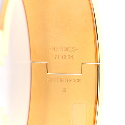 Hermes Enamel Printed Quadrige Au Fil Wide Clic Clac H Bracelet PM Or White 4 of 5