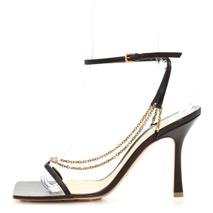 Bottega Veneta Lambskin Stretch Chain Strap 90mm Sandals 41 Ebony 1 of 10