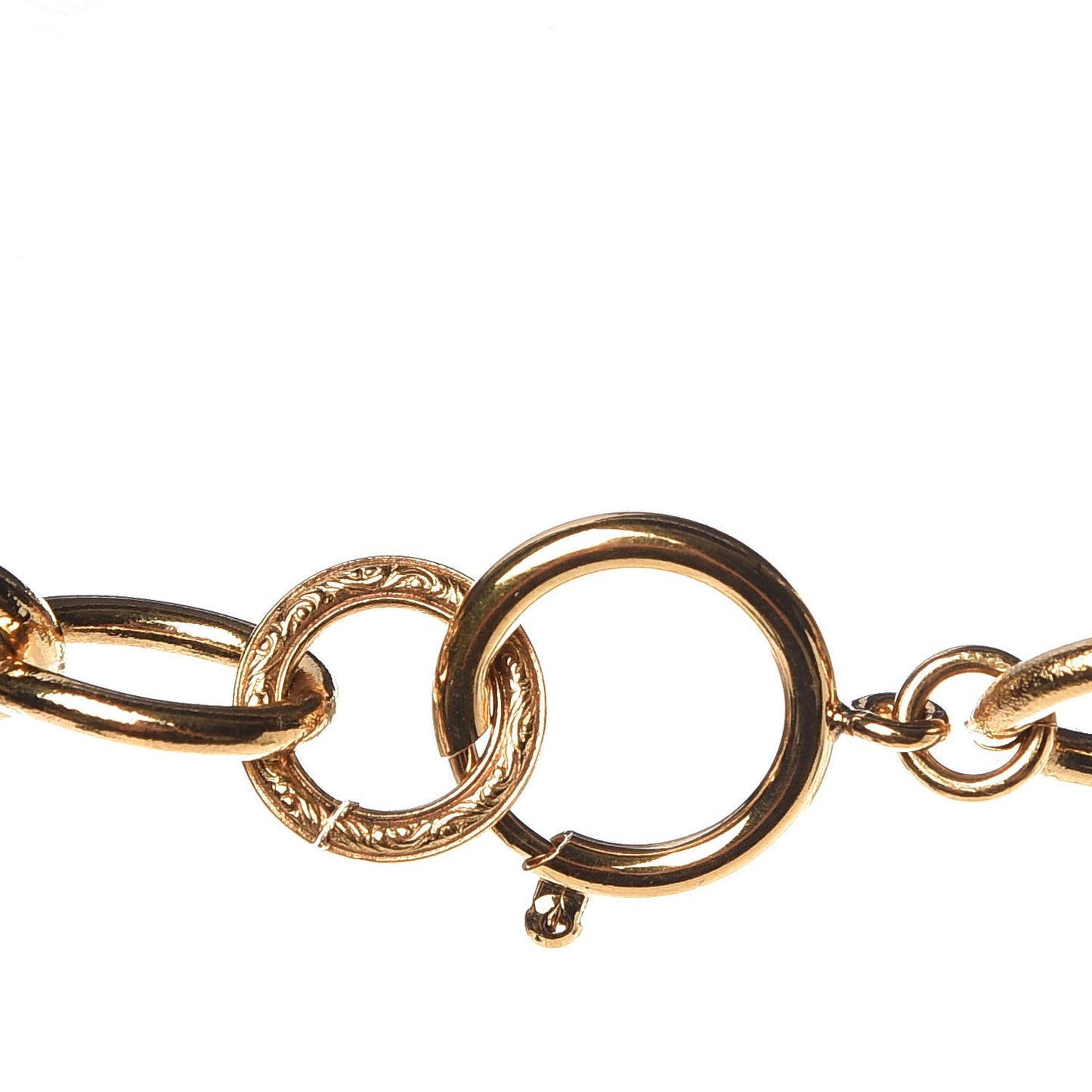 Hammered CC Long Necklace Gold