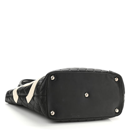 Chanel Calfskin Quilted Large Cambon Tote Black White 4 of 9