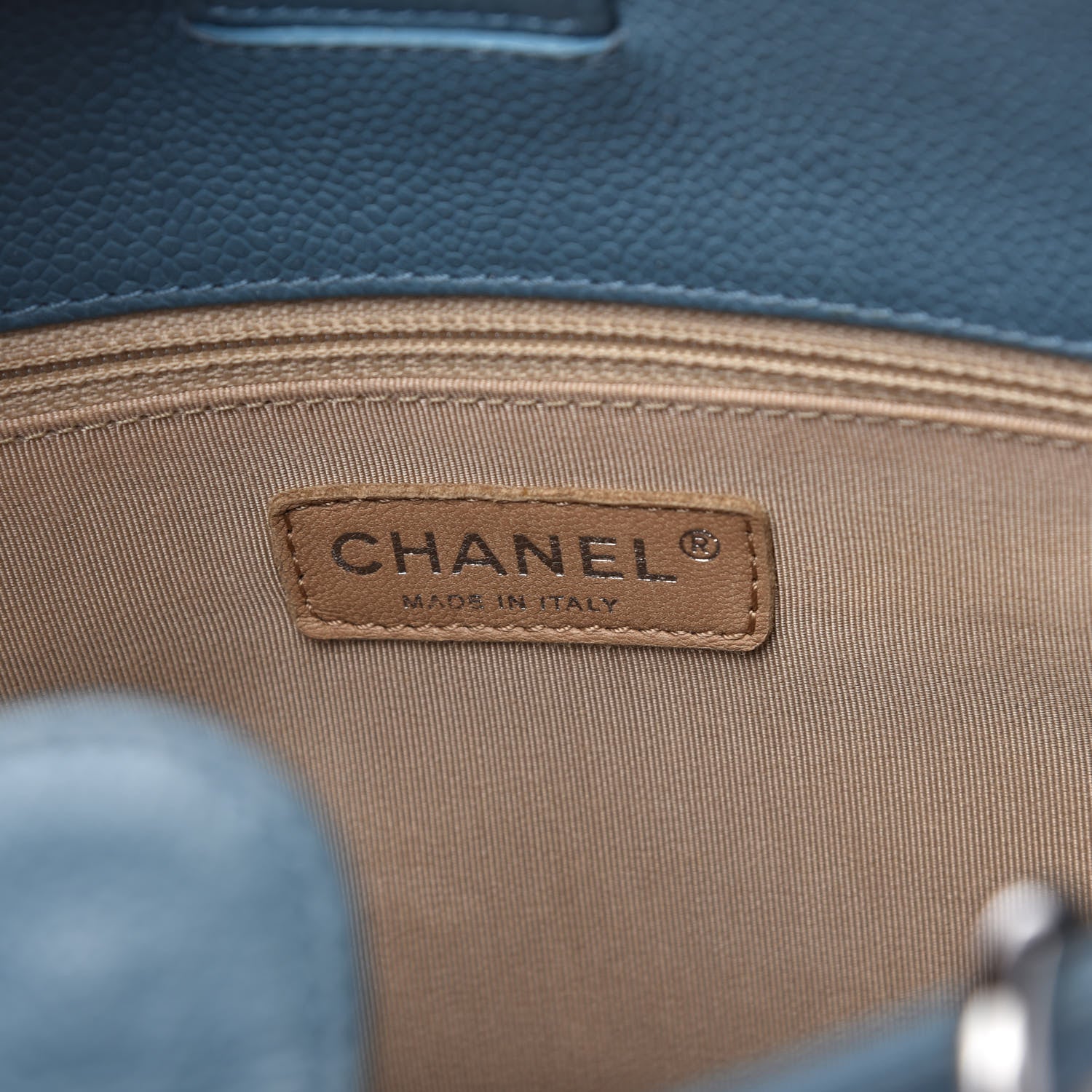 Chanel Caviar Quilted Petit Shopping Tote PST Blue 8 of 10