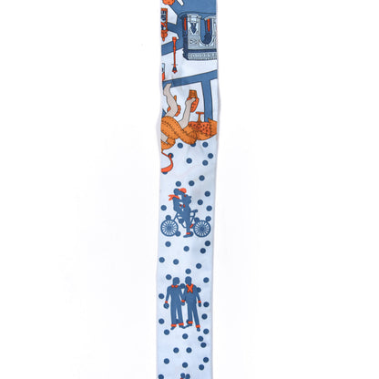 Hermes Silk Les Nouveaux Amoureux de Paris Twilly Ciel Blue Jean Orange 6 of 6