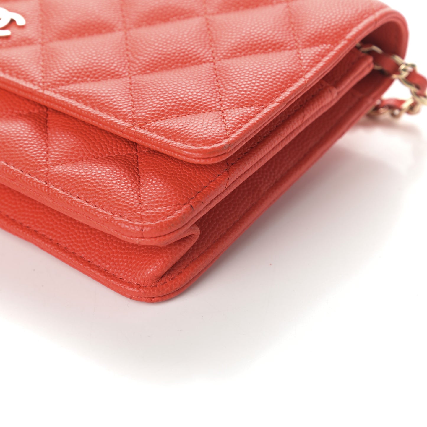Caviar Quilted Wallet On Chain WOC Orange