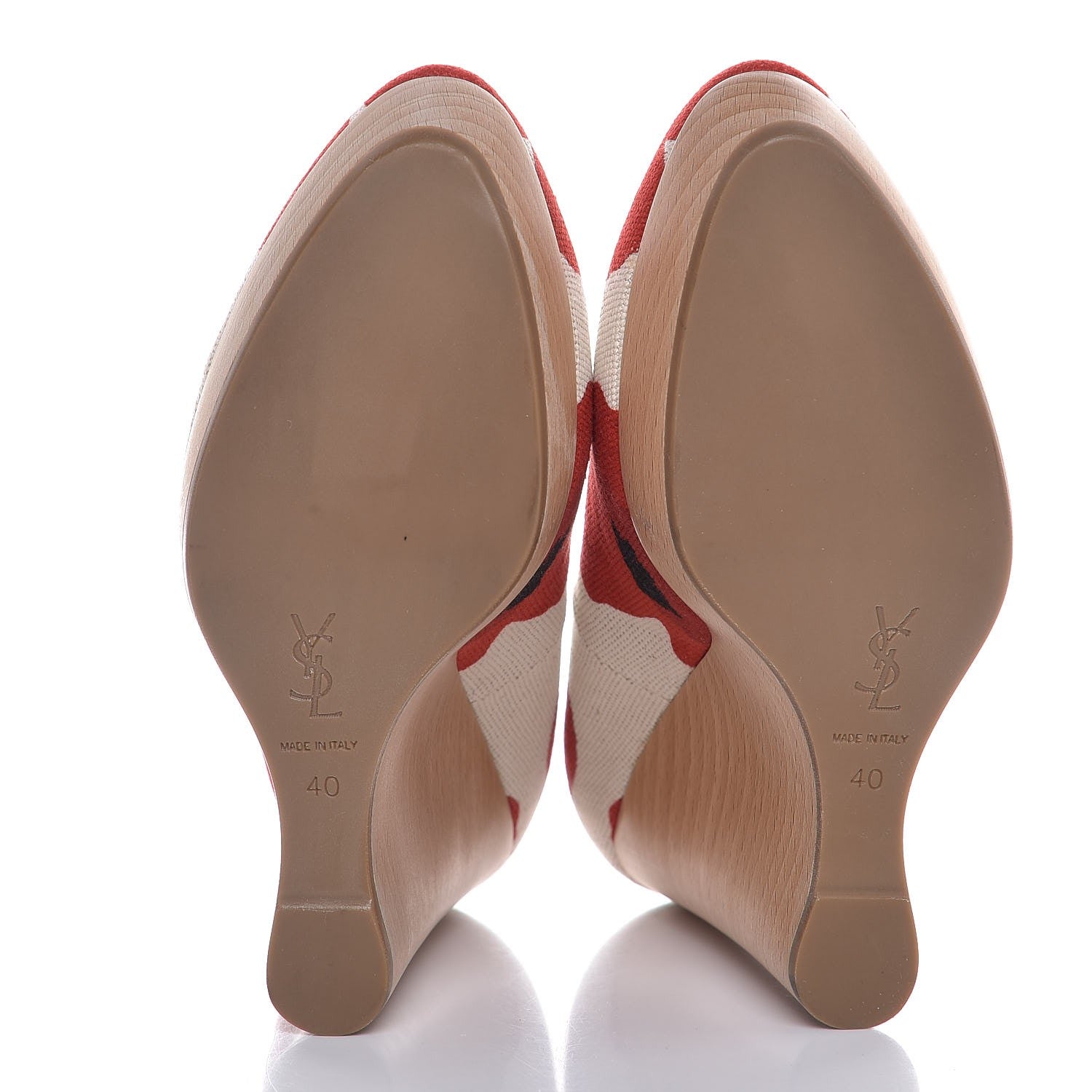 Saint Laurent Canvas Printed Maryna 105 Wedges 40 Blanc Poppy 5 of 12