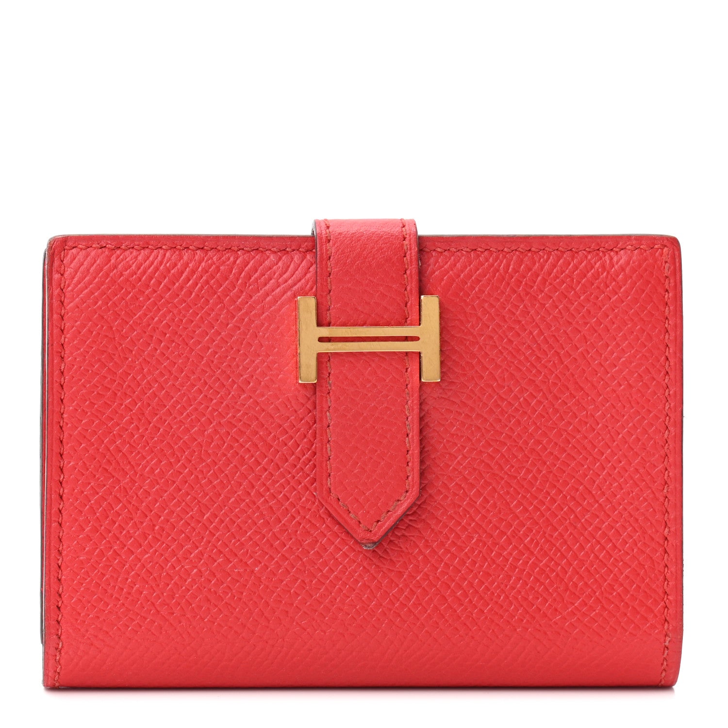 Hermes Epsom Bearn Card Holder Wallet Rouge Tomate 1 of 7