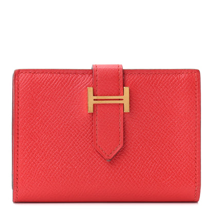 Hermes Epsom Bearn Card Holder Wallet Rouge Tomate 1 of 7