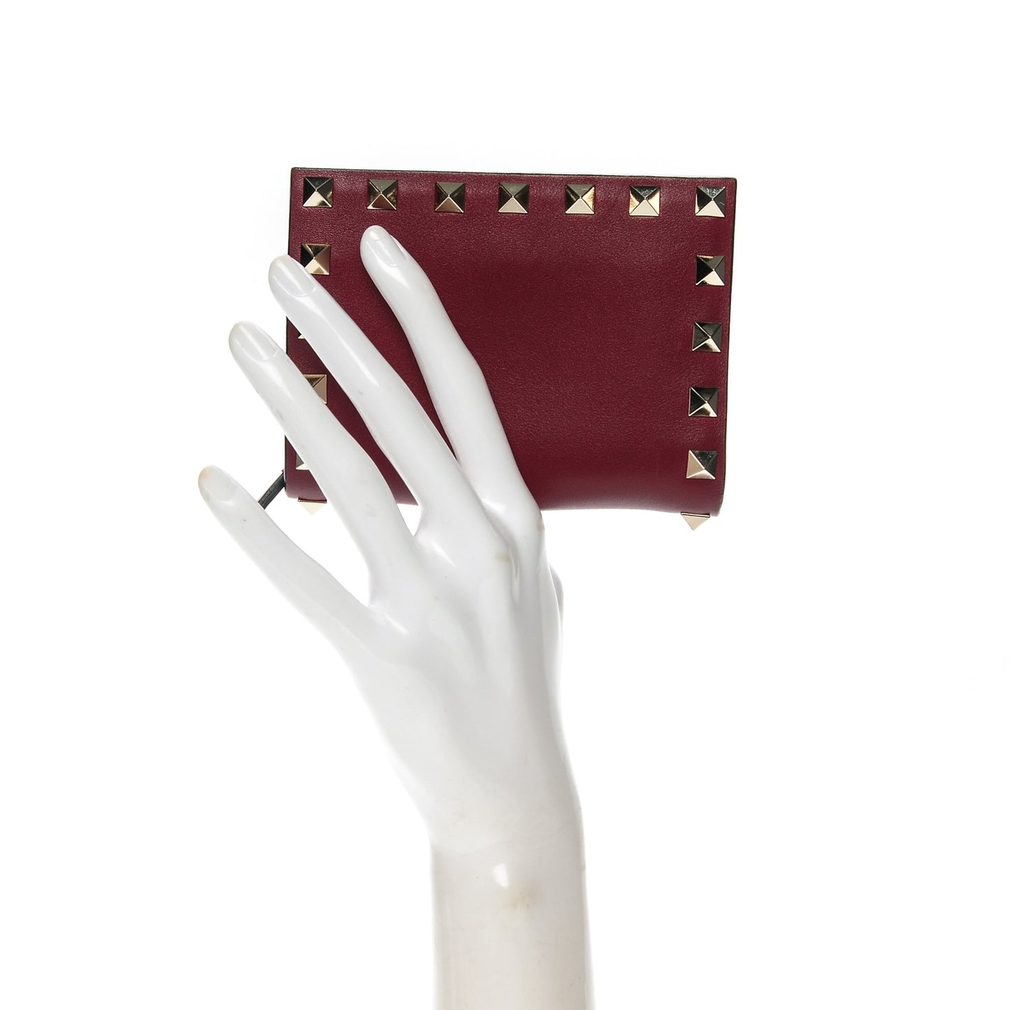 Calfskin Rockstud French Wallet Scarlet