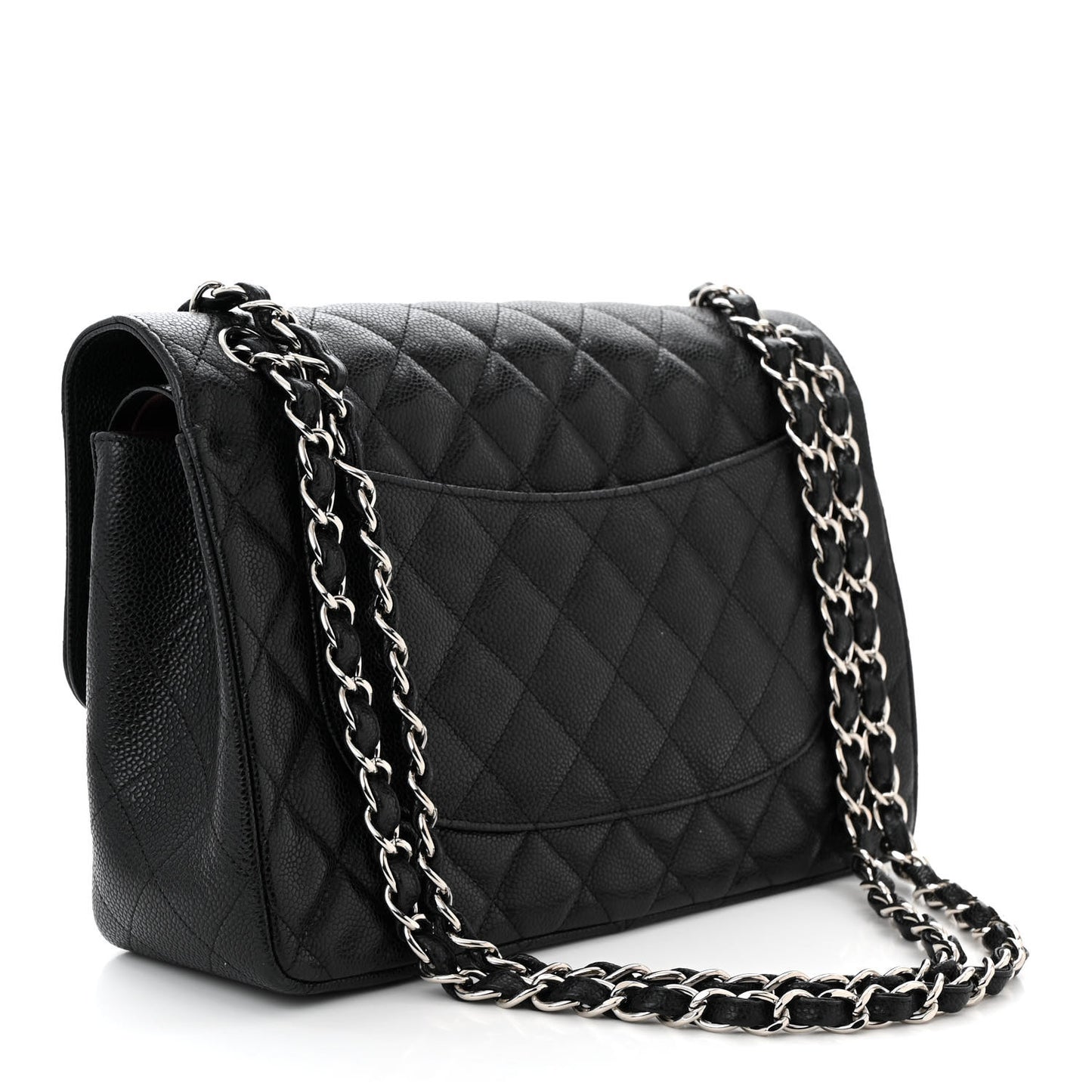 Caviar Quilted Jumbo Double Flap Black