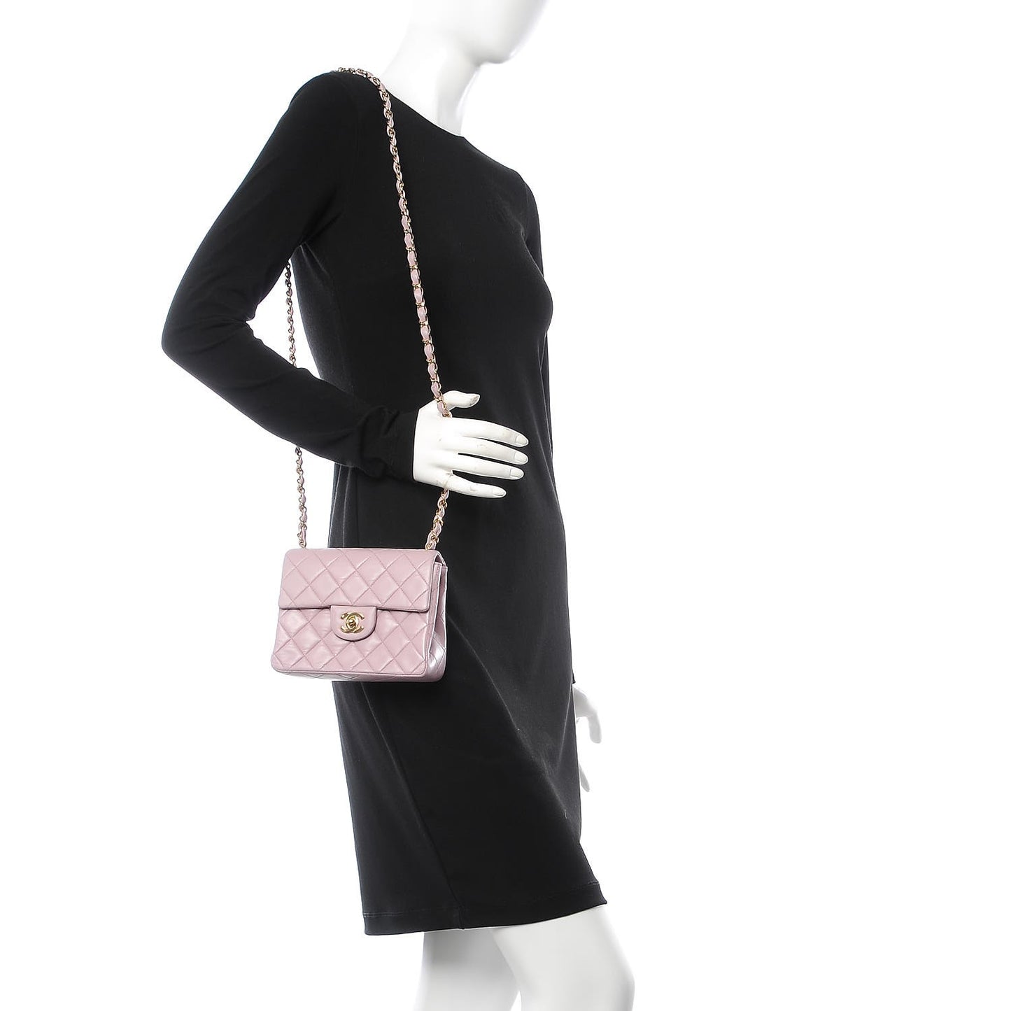 Lambskin Quilted Mini Square Flap Lilac