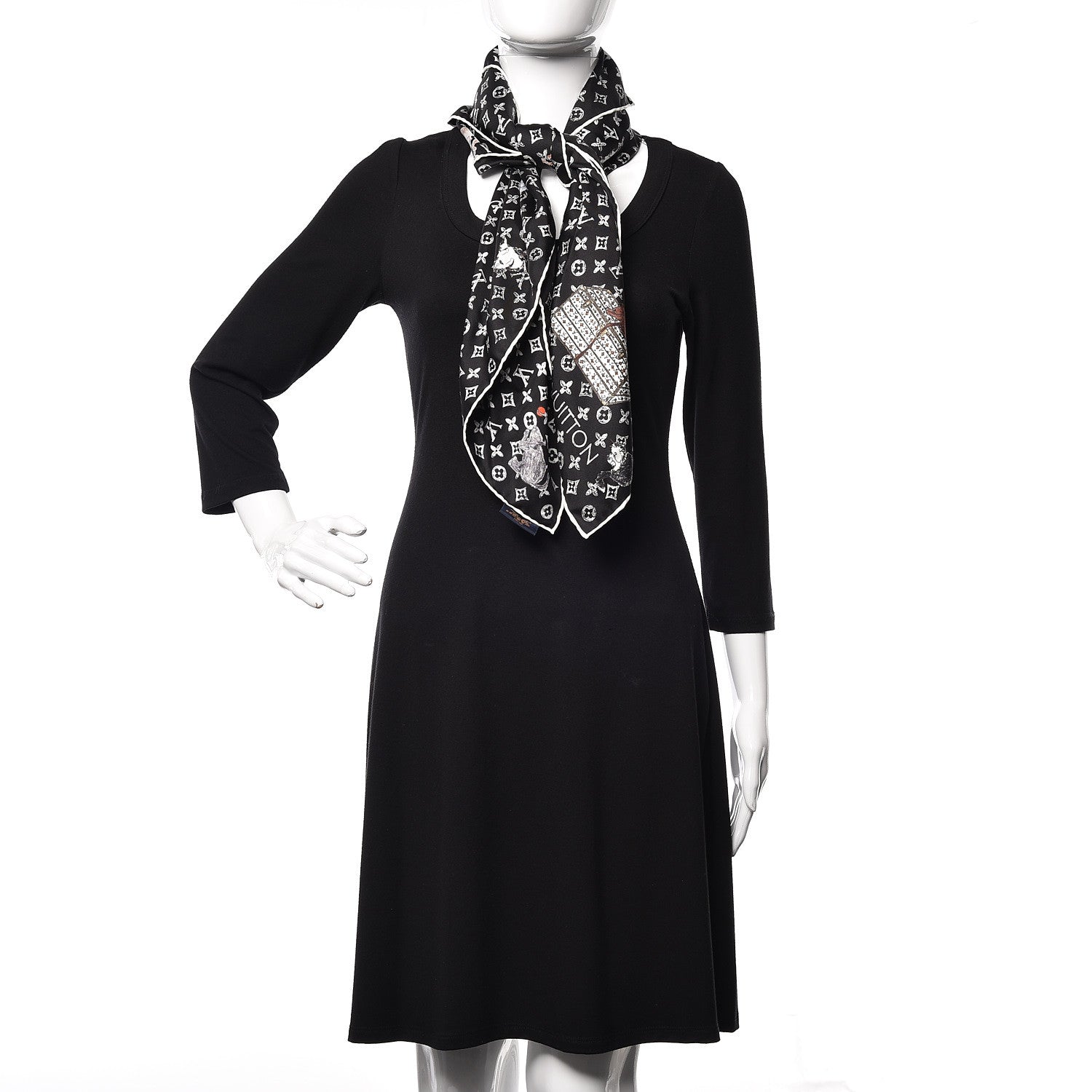 Louis Vuitton Silk Catogram Classic Square Scarf Black 2 of 5