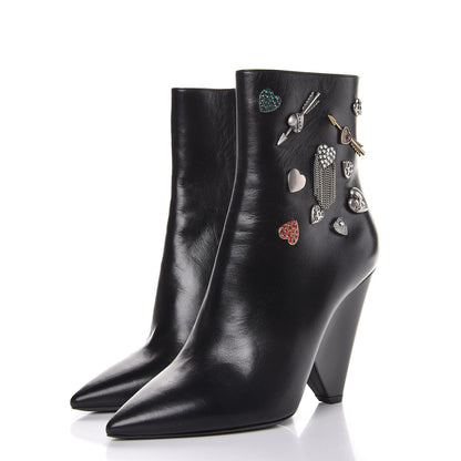 Saint Laurent Calfskin Niki Charm Boots 39 Black 3 of 9