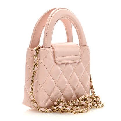 Chanel Shiny Aged Calfskin Quilted Mini Nano Kelly Shopper Pink 3 of 10