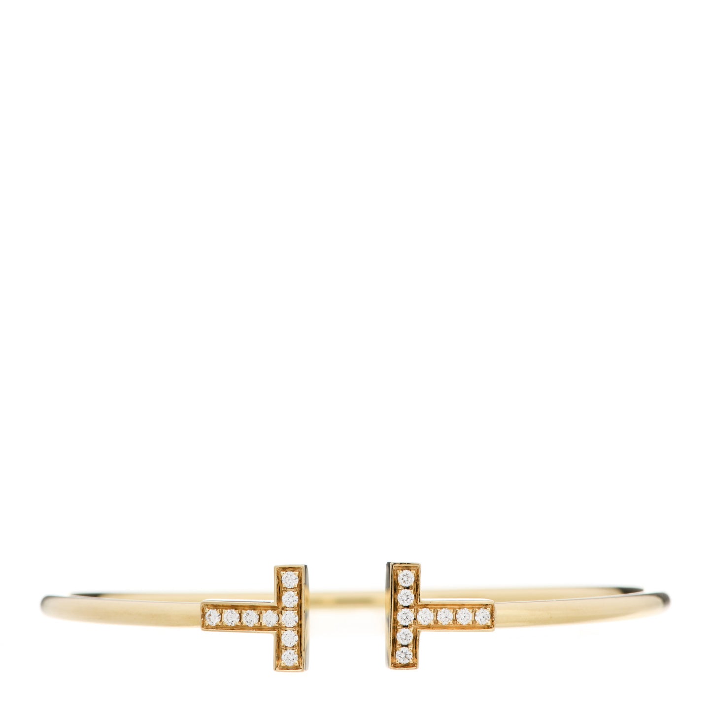 18K Yellow Gold Diamond T Wire Bracelet