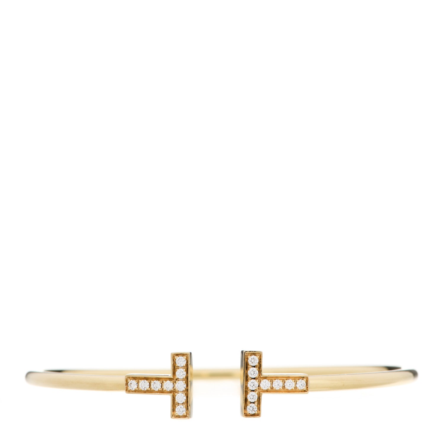 Tiffany 18K Yellow Gold Diamond T Wire Bracelet 1 of 4