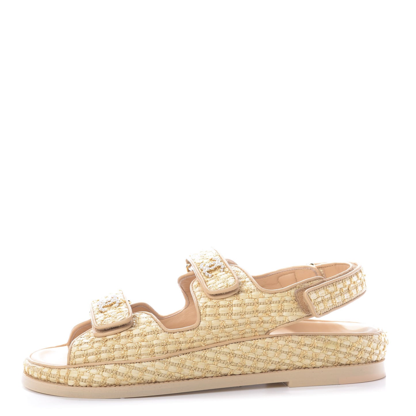 Braided Fabric Velcro Dad Sandals 41 Beige