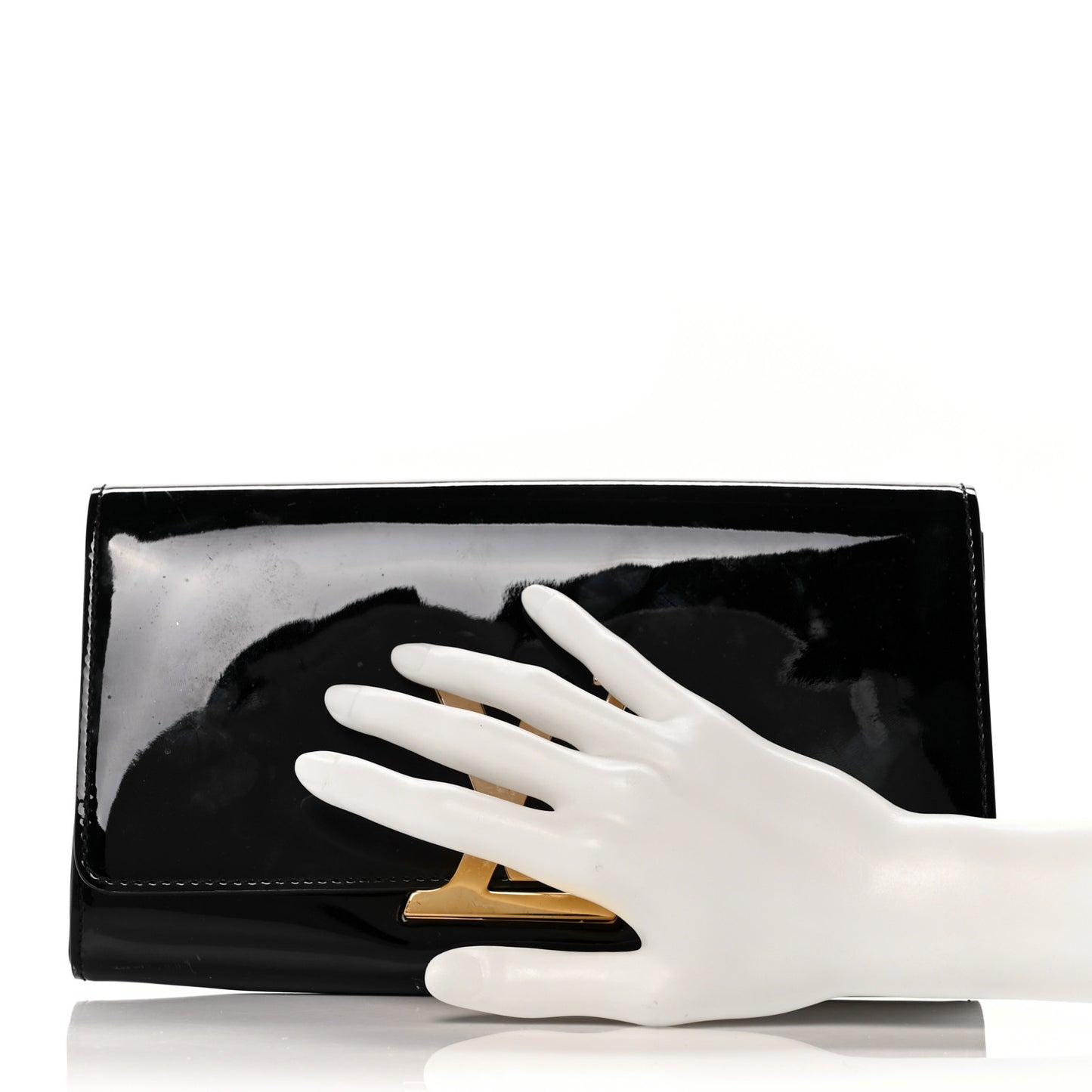 Patent Louise Clutch Black