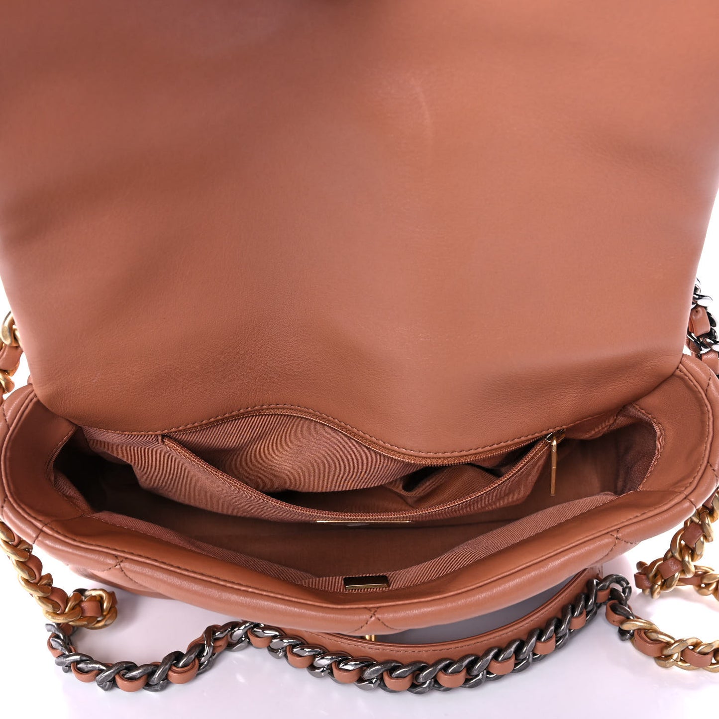 Lambskin Quilted Large Chanel 19 Flap Brown