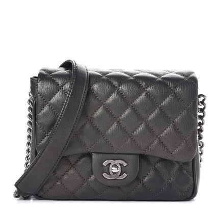 Chanel Metallic Goatskin Quilted Small Rock In Rome Flap Charcoal 1 of 8
