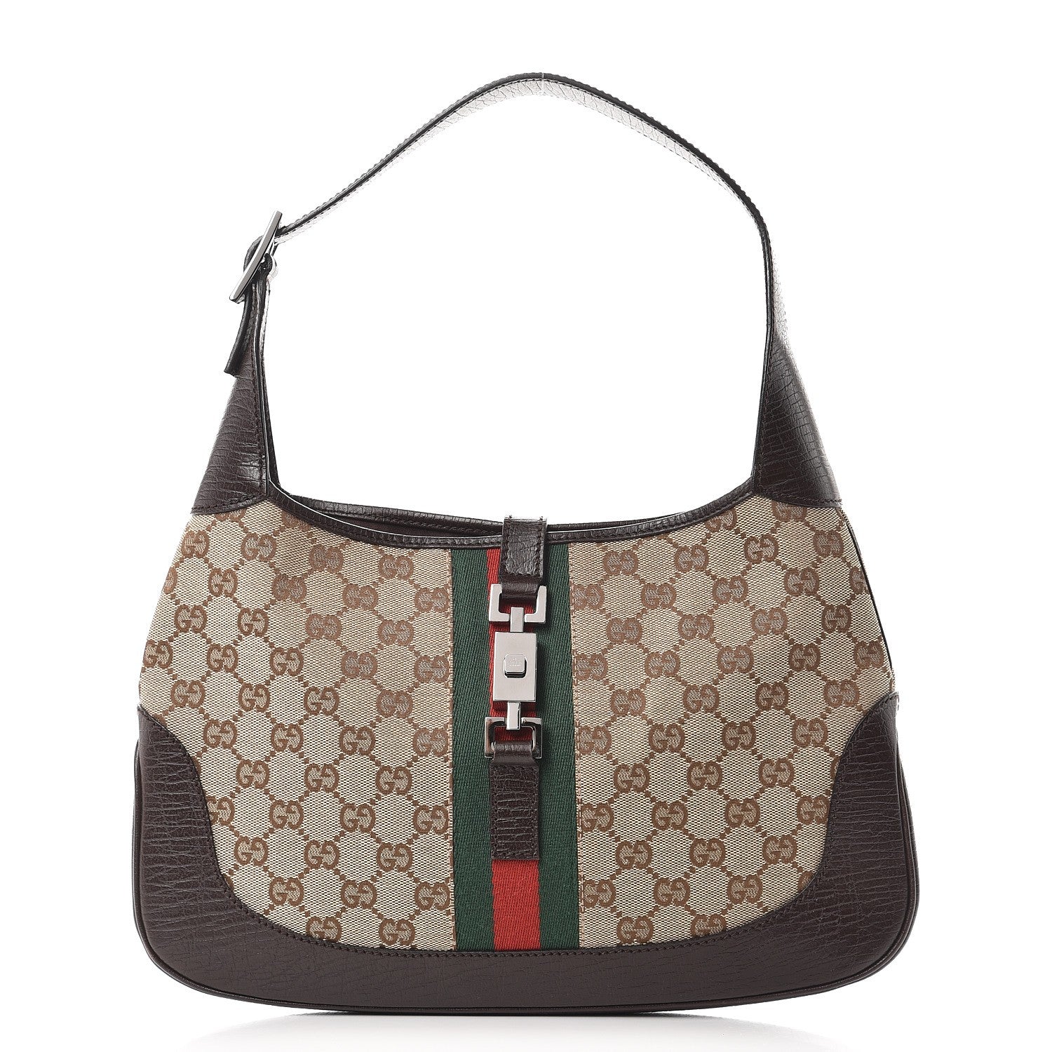 Gucci Monogram Web Small Jackie O Hobo Dark Brown 1 of 7