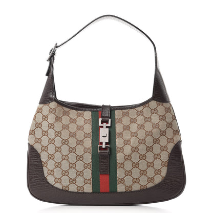 Gucci Monogram Web Small Jackie O Hobo Dark Brown 1 of 7