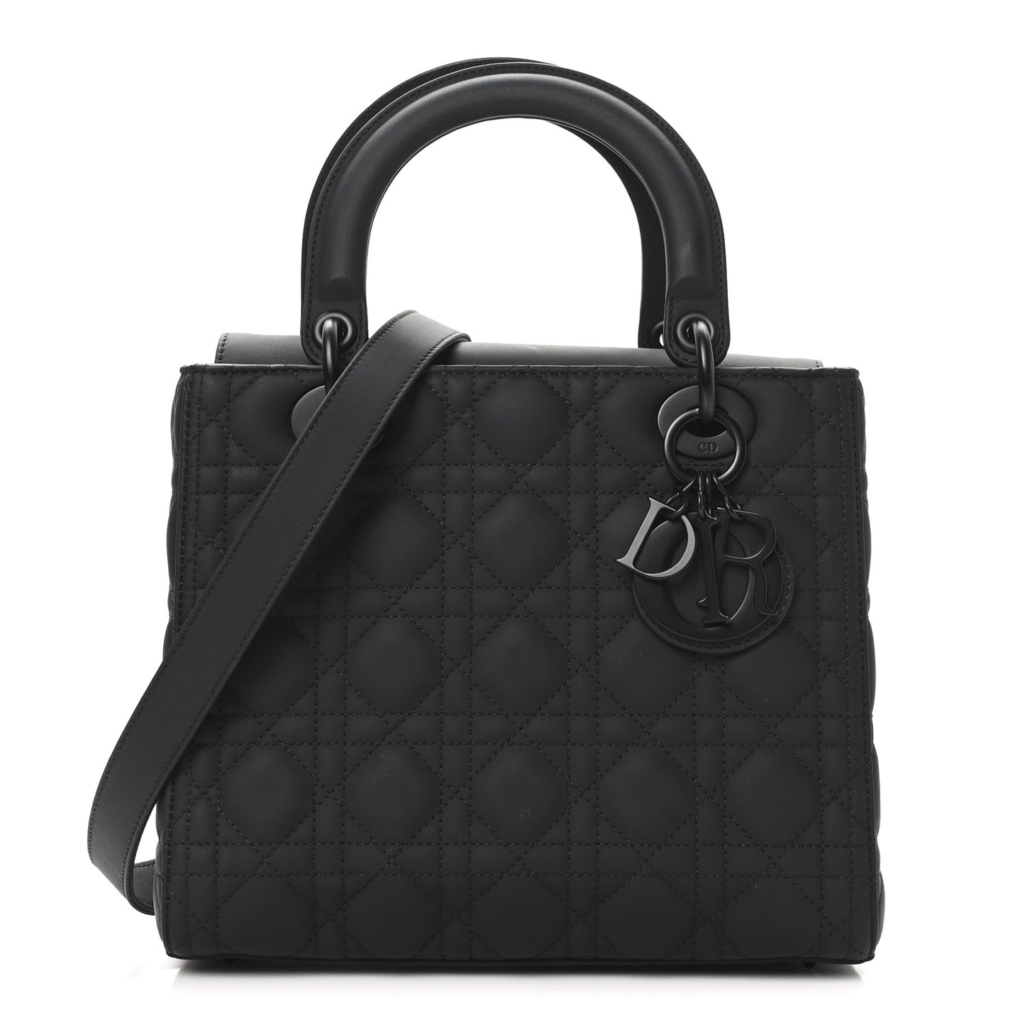 Ultra Matte Calfskin Cannage Medium Lady Dior Black
